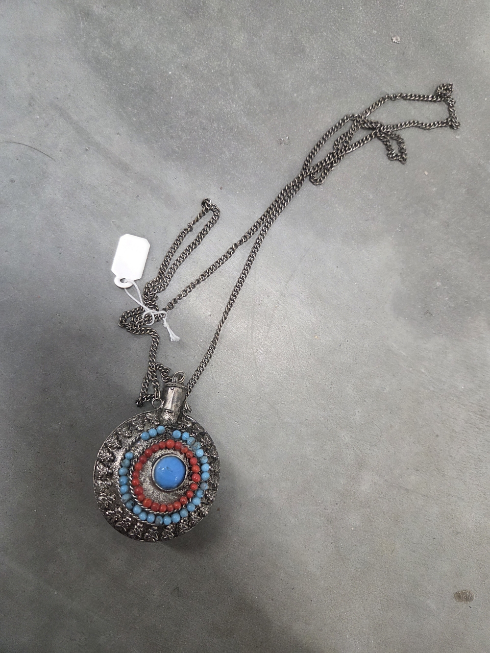 Boho Turquoise & Coral Silver-Tone Pendant Necklace - Women Jewelry